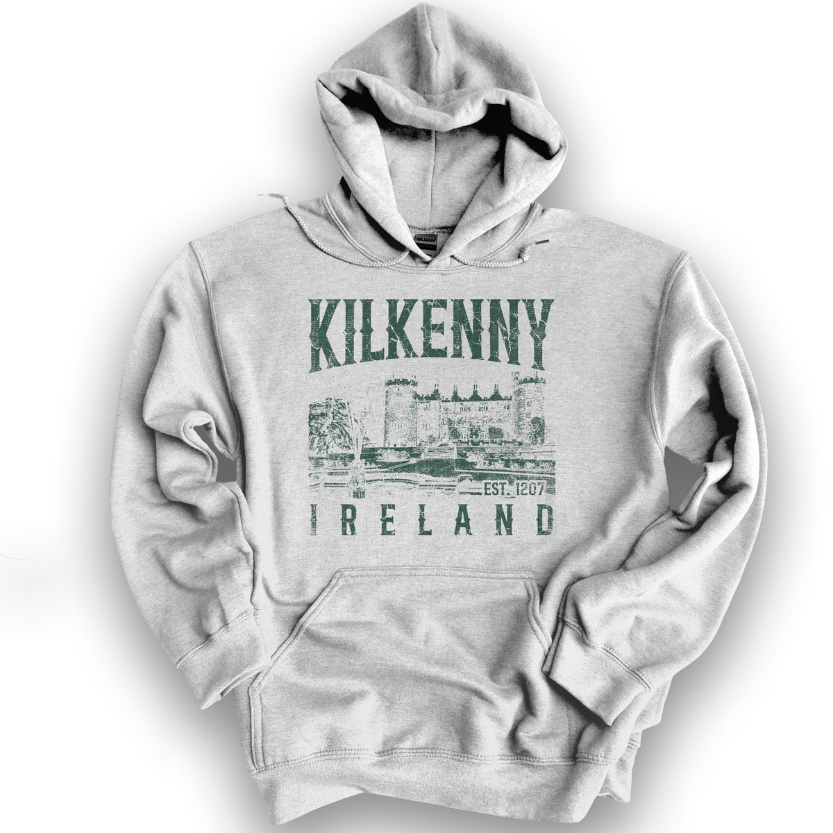 Kilkenny Ireland Vintage Print Hoodie - Ash
