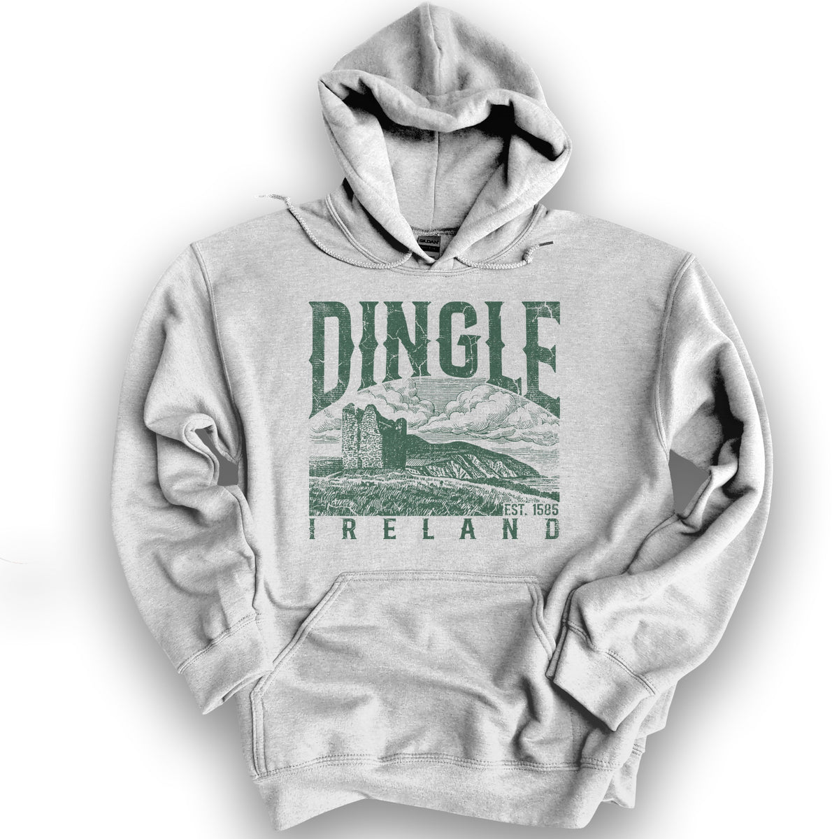 Dingle Ireland Vintage Print Hoodie - Ash
