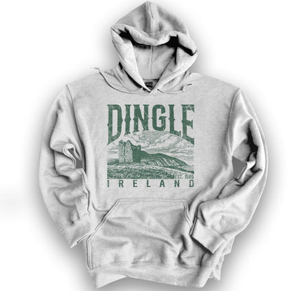Dingle Ireland Vintage Print Hoodie - Ash