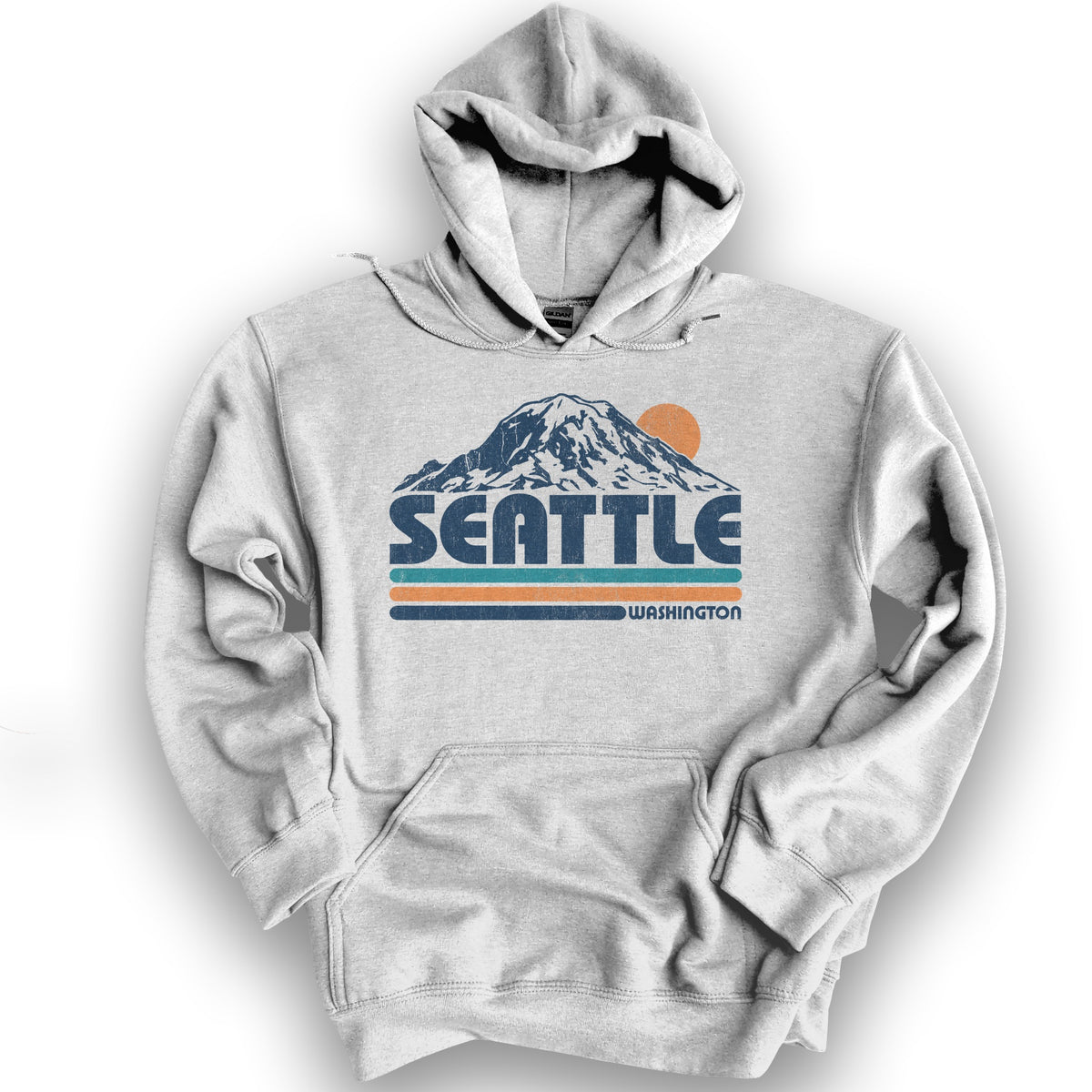 Seattle Retro Stripe Hoodie - Ash