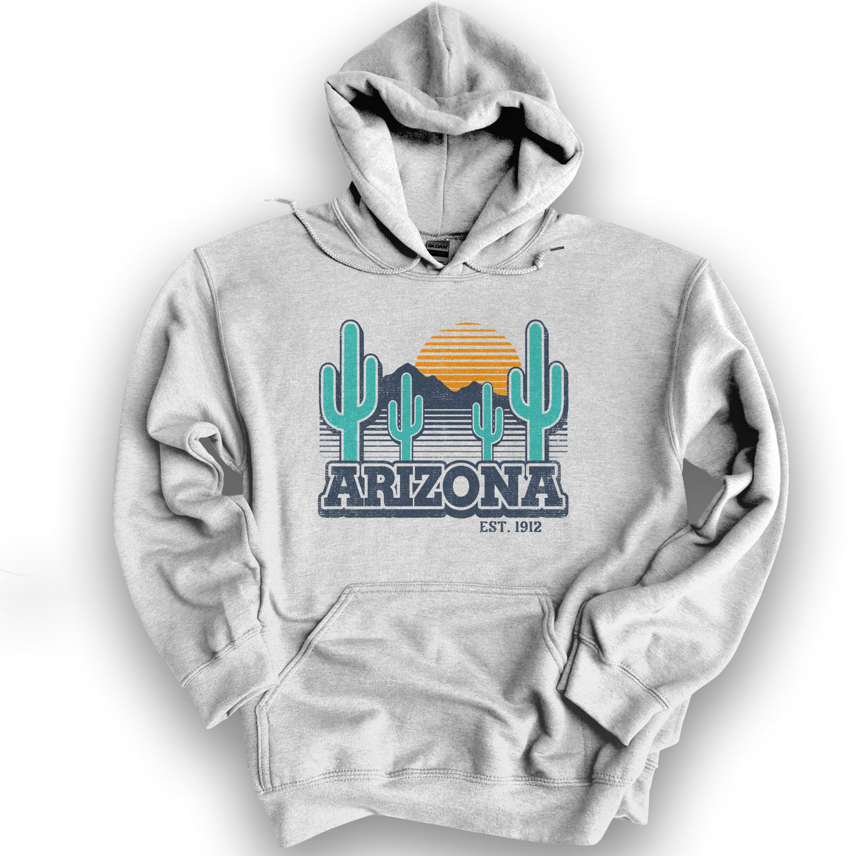 Arizona Retro Cactus Hoodie - Ash
