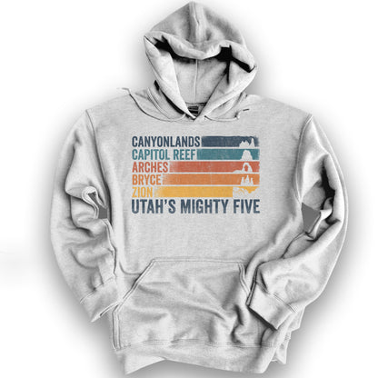 Utah's Mighty Five Stripes Hoodie - Ash