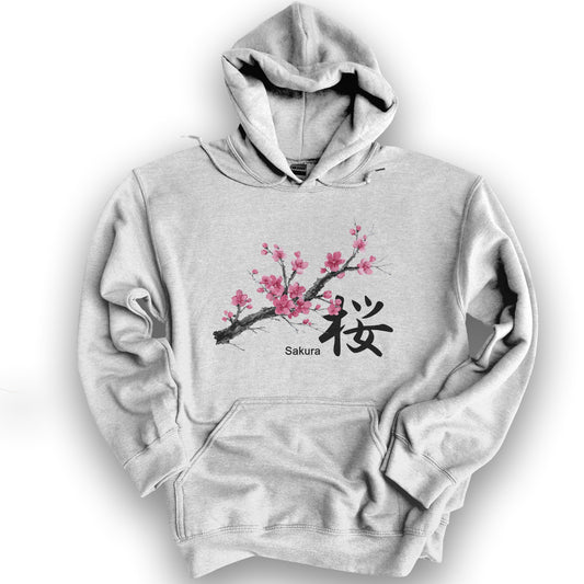 Cherry Blossom Sakura Hoodie - Ash