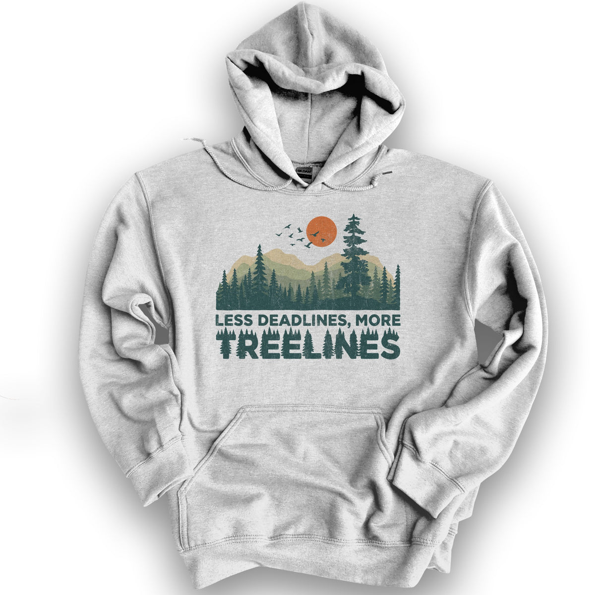 Less Deadlines More Treelines Hoodie - Ash