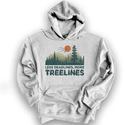 Less Deadlines More Treelines Hoodie - Ash