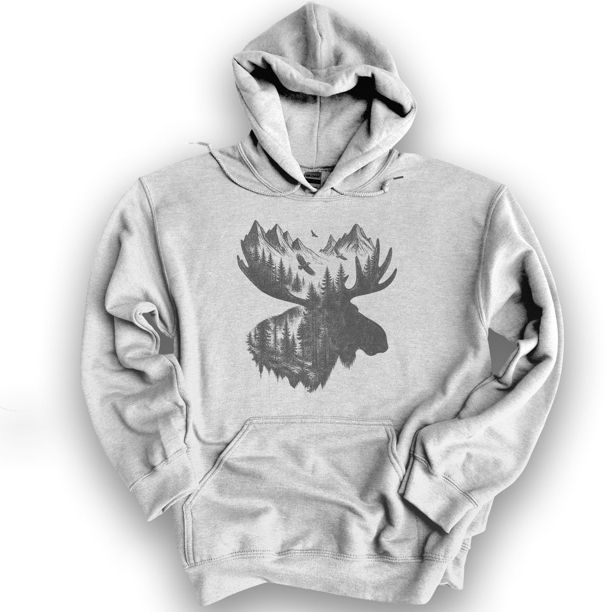 Moose Double Exposure Hoodie - Ash