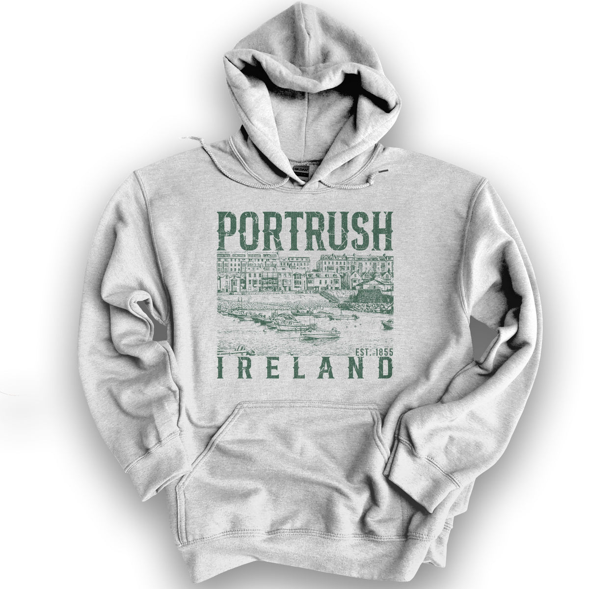 Portrush Ireland Sketch Hoodie - Ash