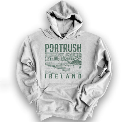 Portrush Ireland Sketch Hoodie - Ash