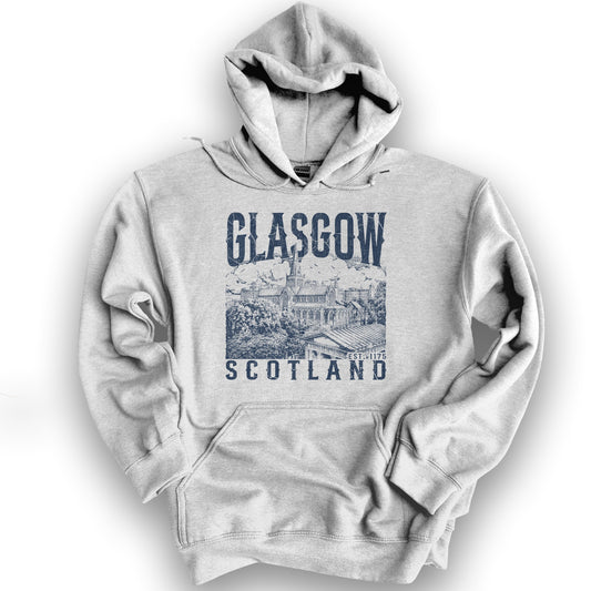 Glasgow Scotland Sketch Hoodie - Ash