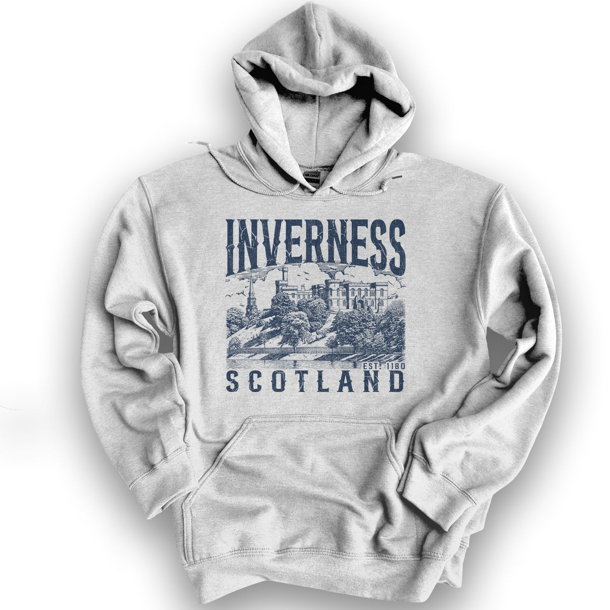 Inverness Scotland Sketch Hoodie - Ash