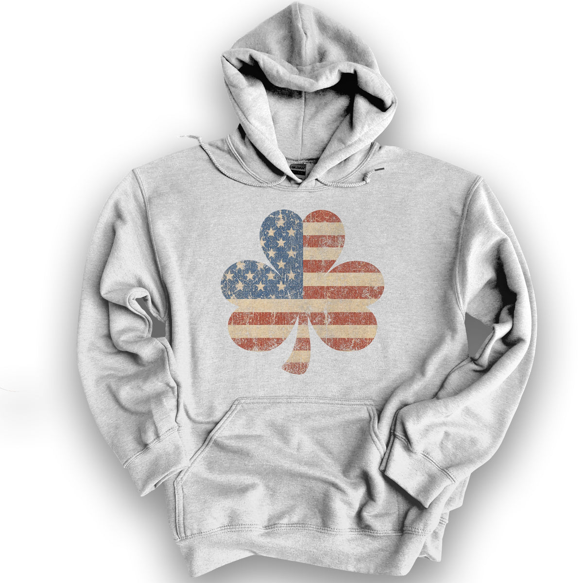 Vintage Flag Shamrock Hoodie - Ash