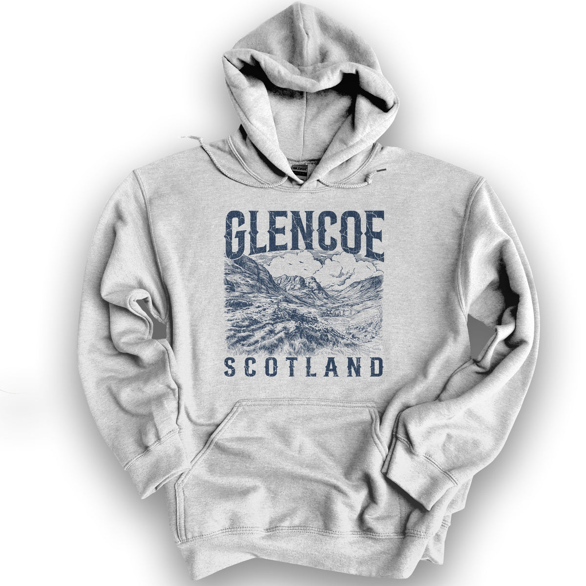 Glencoe Scotland Sketch Hoodie - Ash
