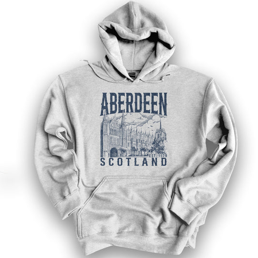 Aberdeen Scotland Sketch Hoodie - Ash