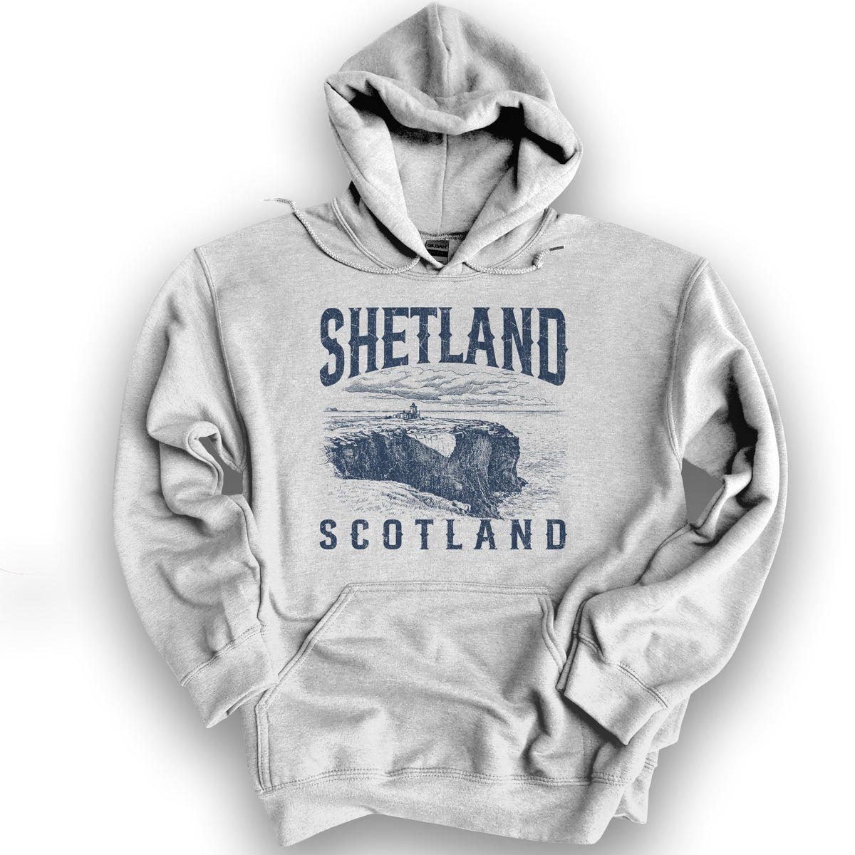 Shetland Scotland Sketch Hoodie - Ash