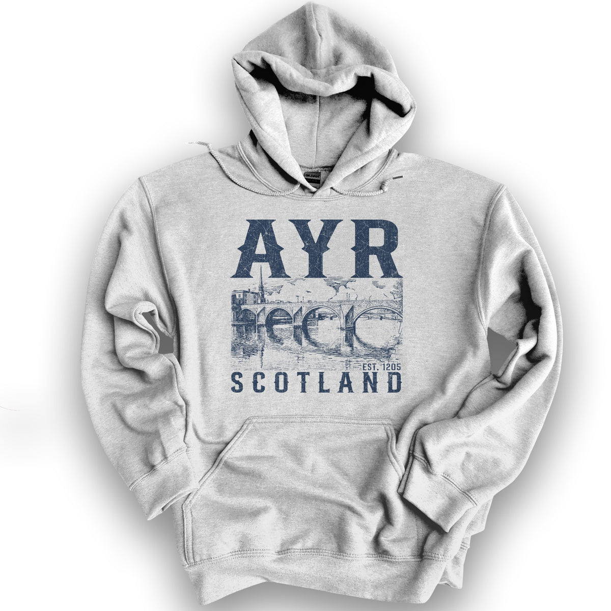 Ayr Scotland Sketch Hoodie - Ash