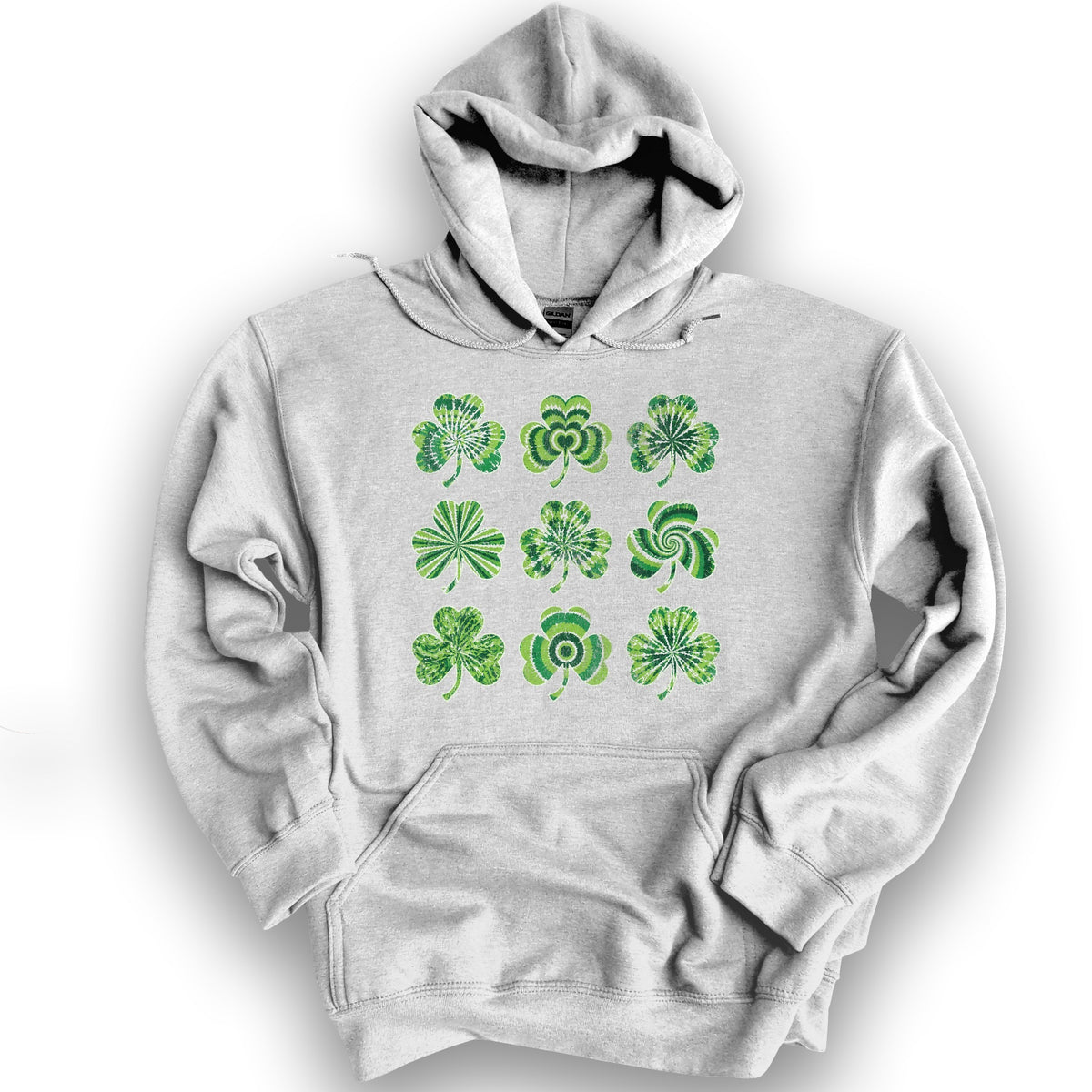 Tie-Dye Shamrocks Hoodie - Ash
