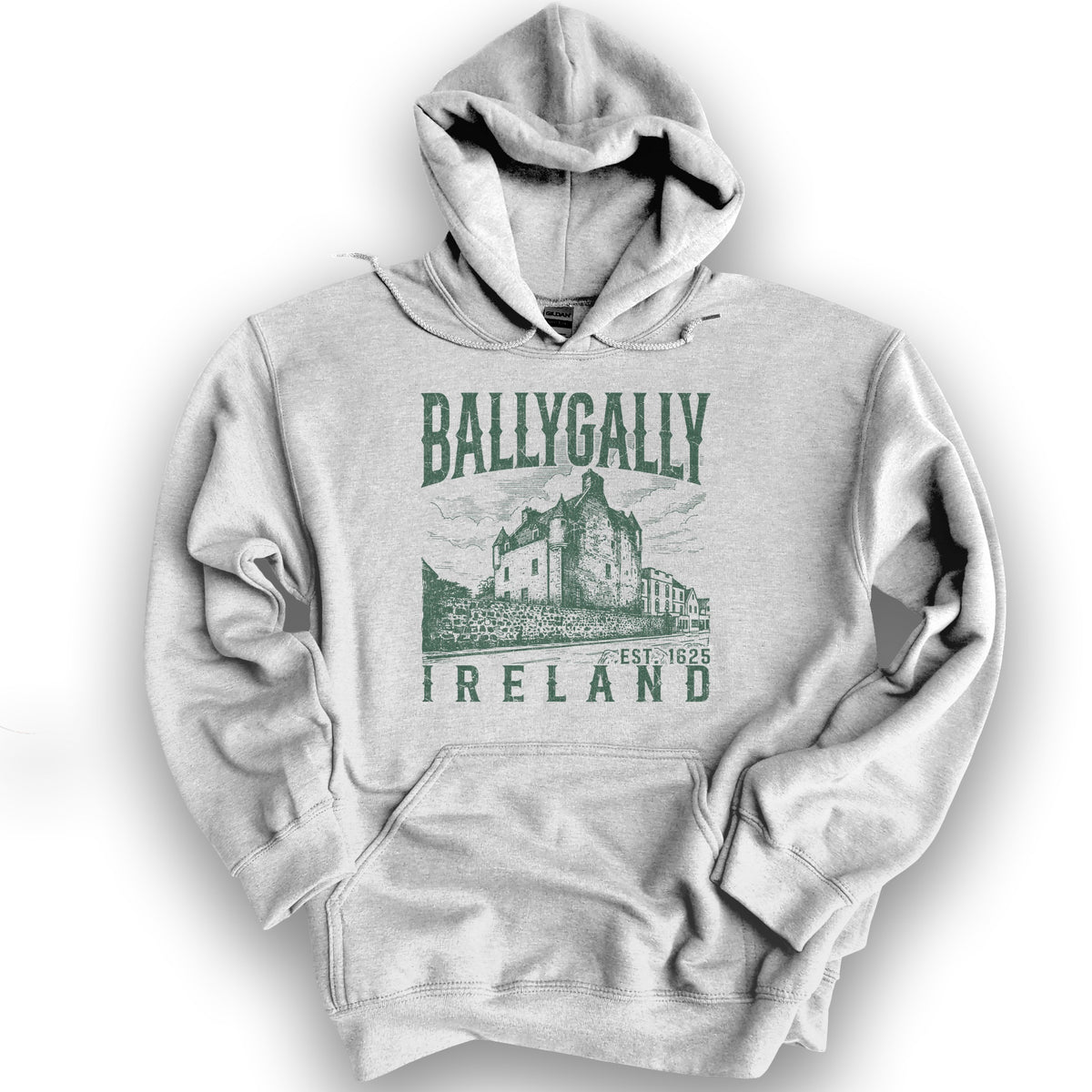 Ballygally Ireland Sketch Hoodie - Ash