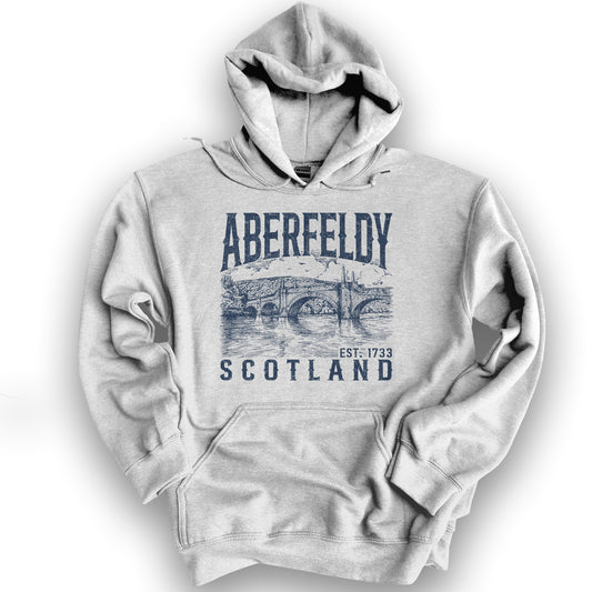 Aberfeldy Scotland Sketch Hoodie - Ash
