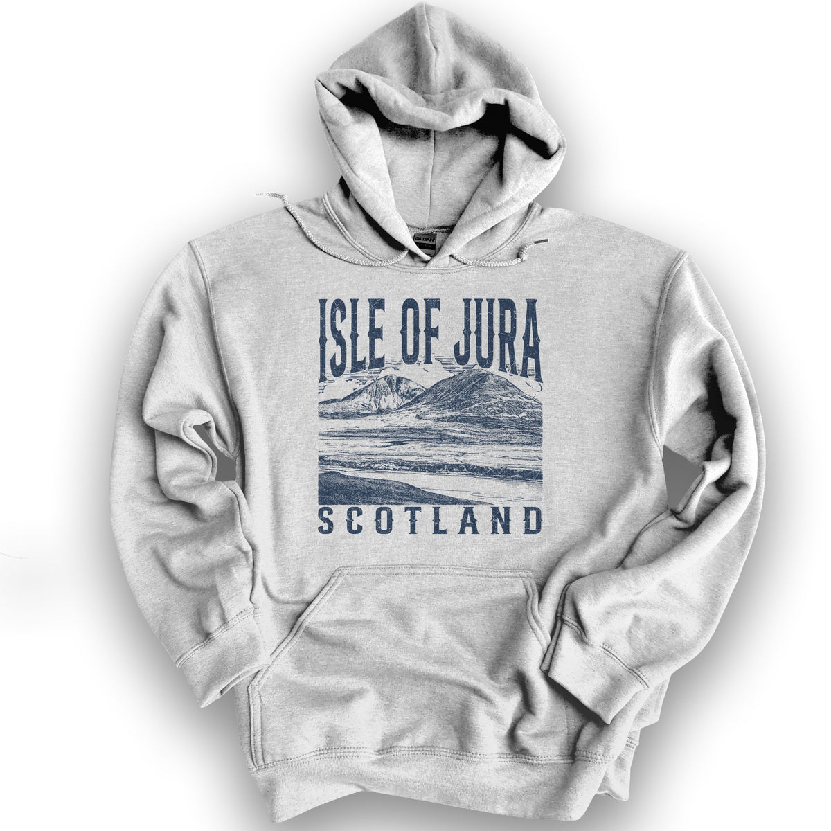 Isle of Jura Scotland Sketch Hoodie - Ash