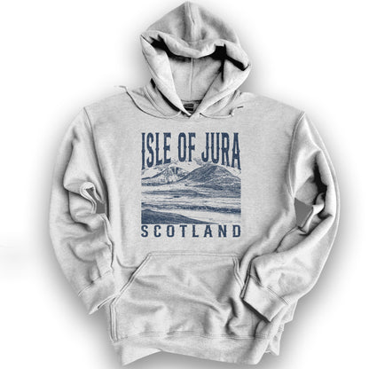 Isle of Jura Scotland Sketch Hoodie - Ash