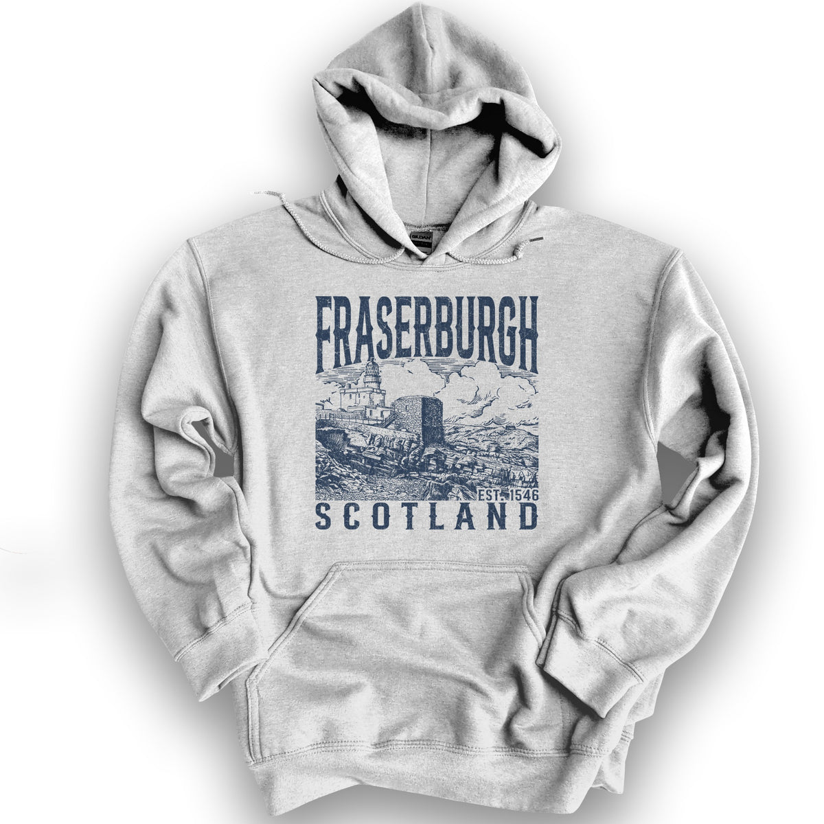 Fraserburgh Scotland Sketch Hoodie - Ash
