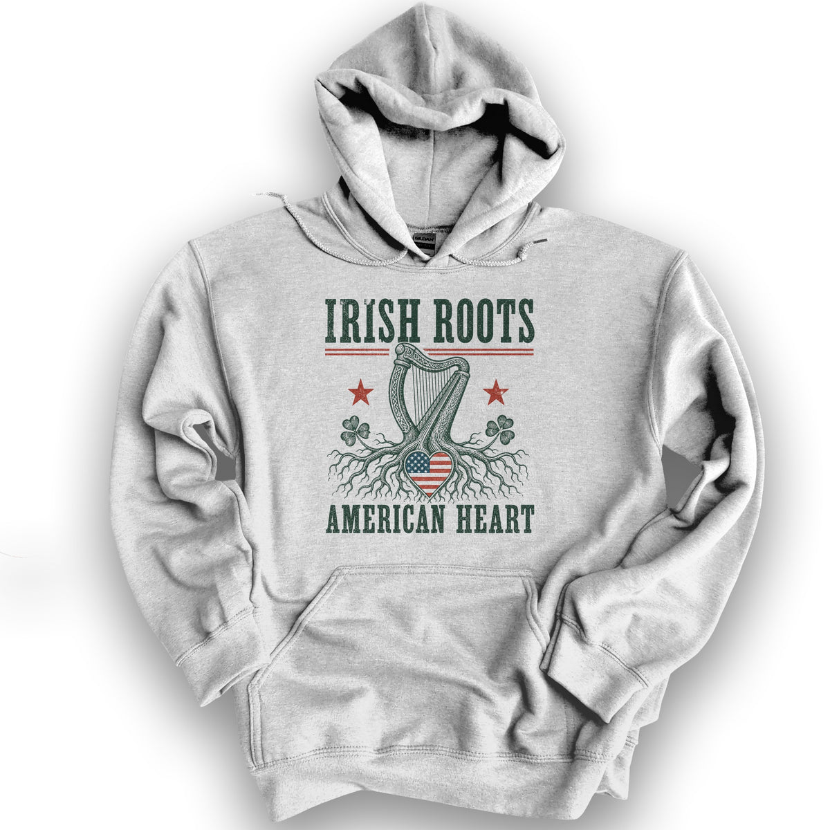 Irish Roots Harp Hoodie - Ash