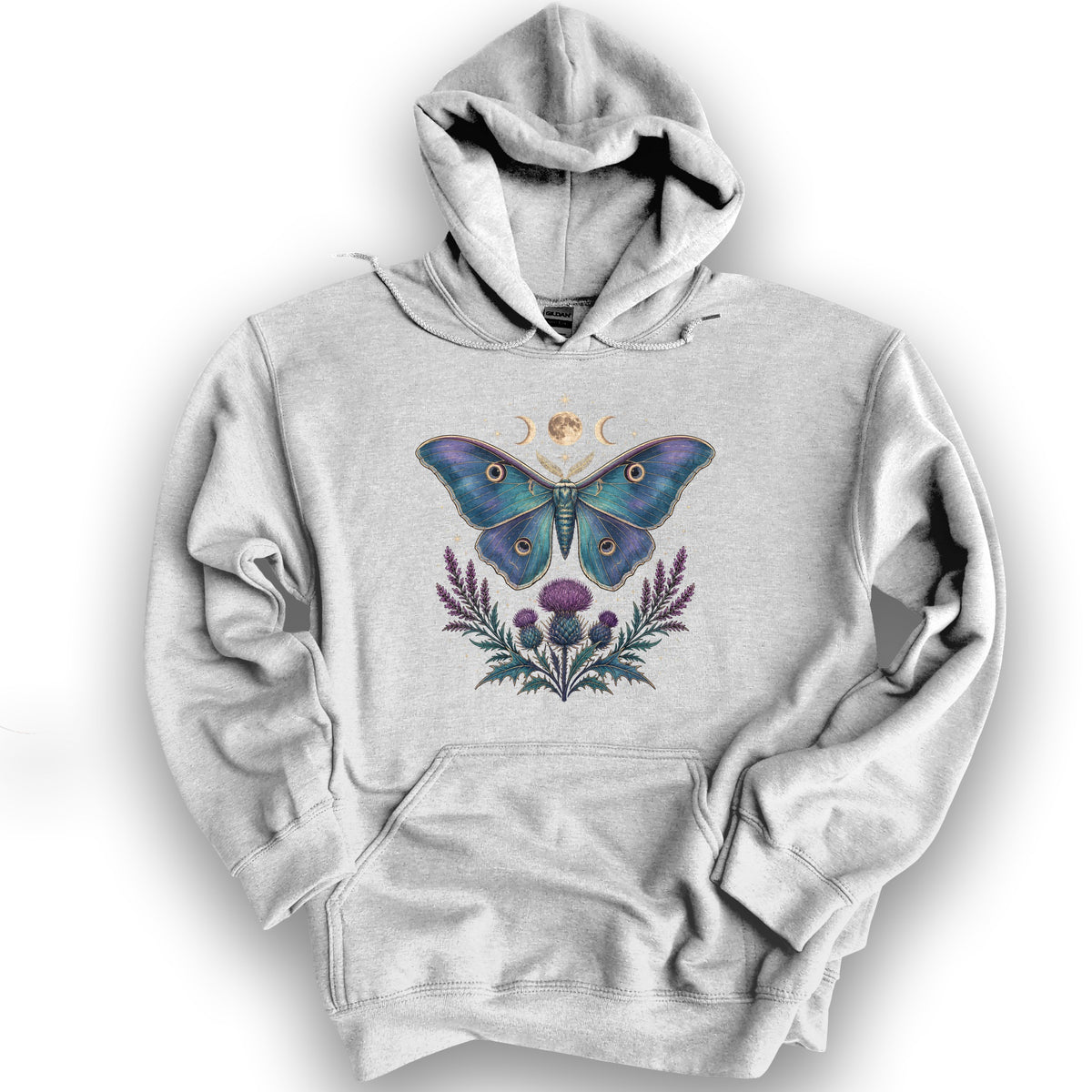 Emperor Moth Thistle Bouquet Hoodie - Ash