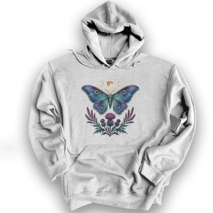 Emperor Moth Thistle Bouquet Hoodie - Ash