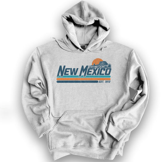New Mexico Retro Stripe Hoodie - Ash