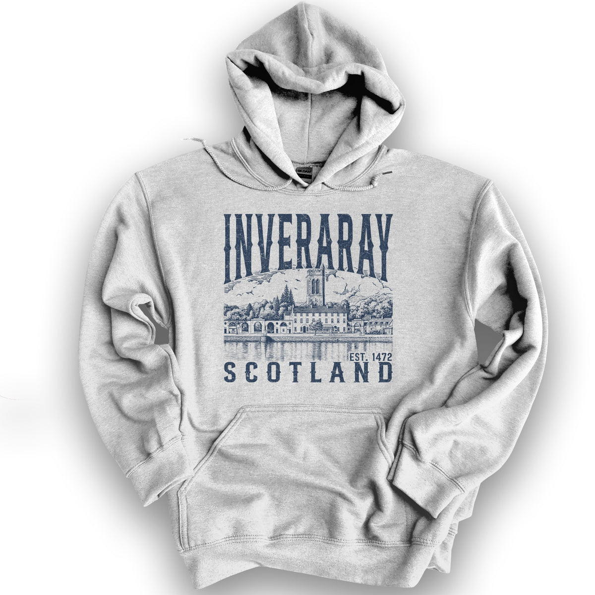 Inveraray Scotland Sketch Hoodie - Ash