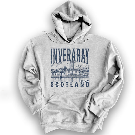 Inveraray Scotland Sketch Hoodie - Ash