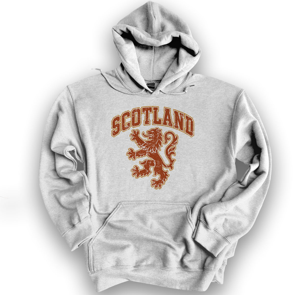 Red Vintage Rampant Lion Hoodie - Ash