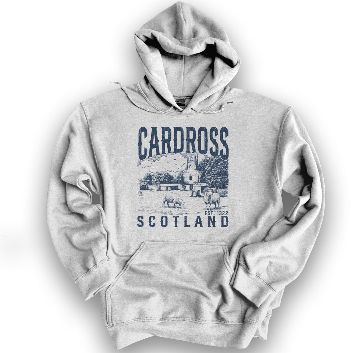 Cardross Scotland Sketch Hoodie - Ash