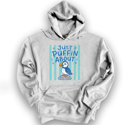 Just Puffin About Stripes Hoodie - Ash