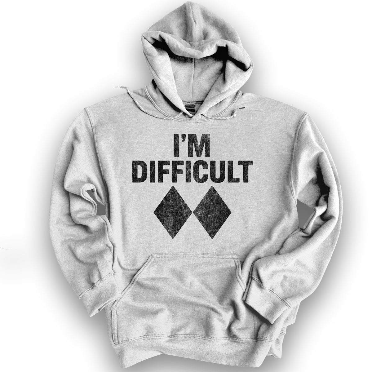 I'm Difficult "Black Diamond" Ski Hoodie - Ash