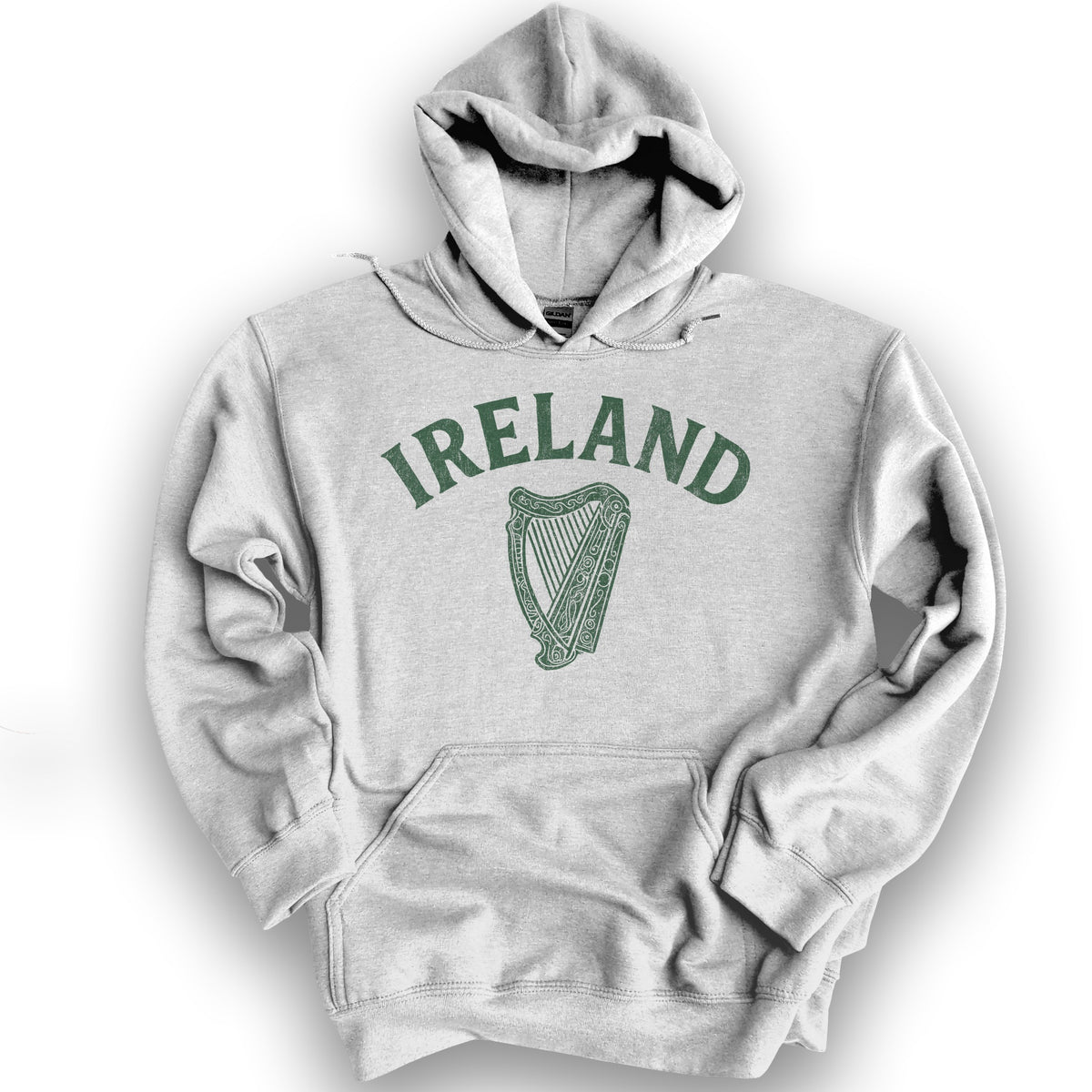 Ireland Vintage Harp Hoodie - Ash