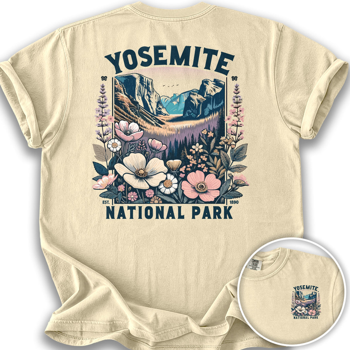 Yosemite National Park "Wildflower" Front/Back Print T-Shirt - Banana