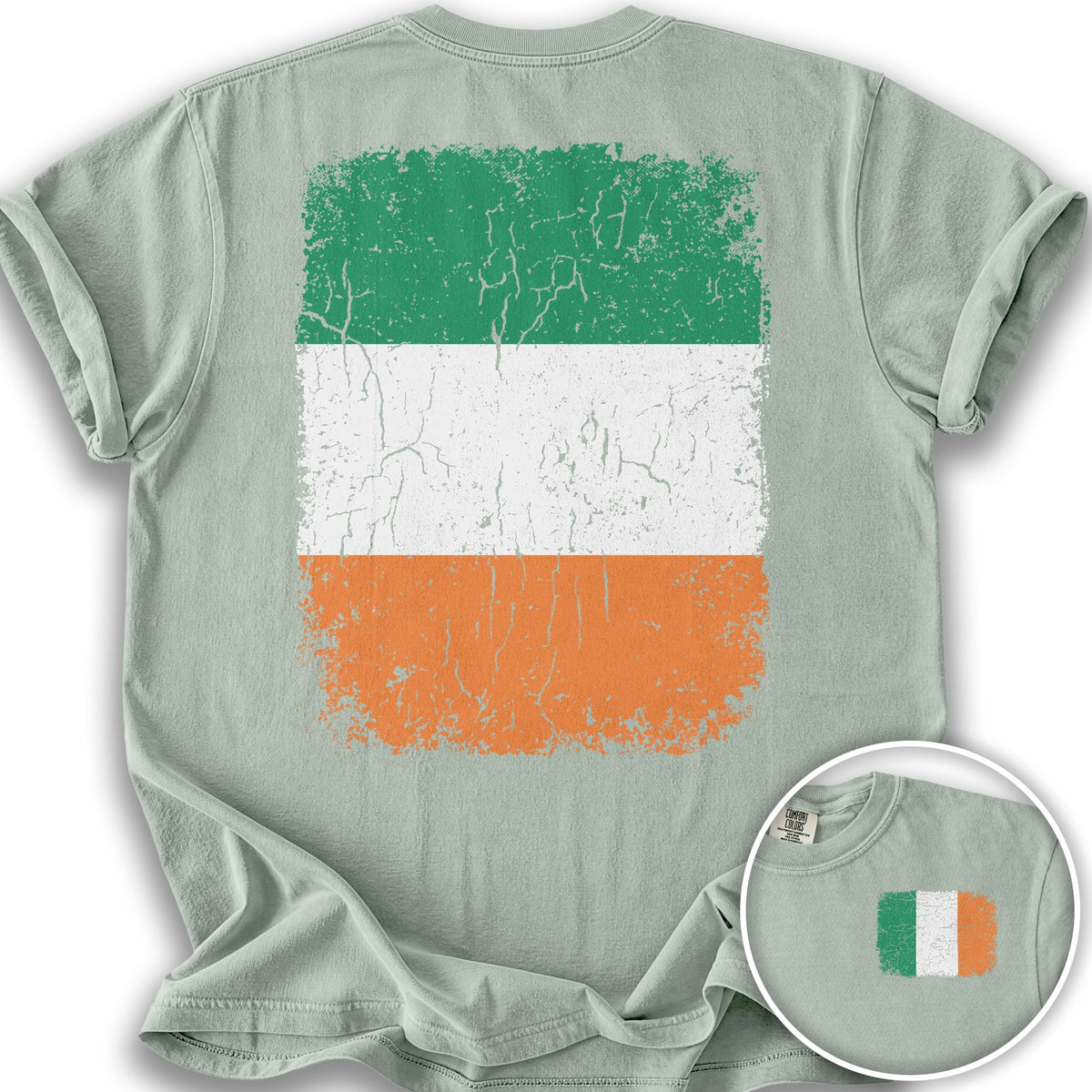 Ireland Distressed Flag Front/Back Print T-Shirt - Bay