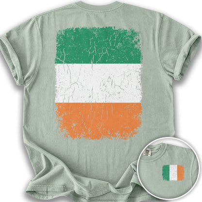 Ireland Distressed Flag Front/Back Print T-Shirt - Bay