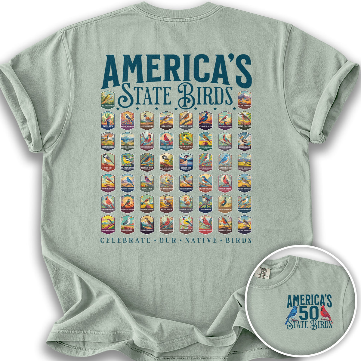 America's State Birds Front/Back Print T-Shirt - Bay