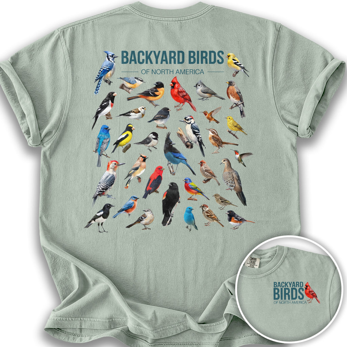 Backyard Birds Front/Back Print T-Shirt - Bay
