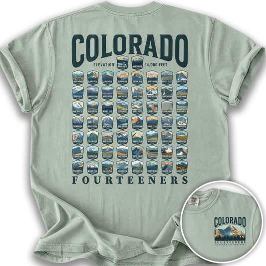 Colorado Fourteeners Front/Back Print T-Shirt - Bay