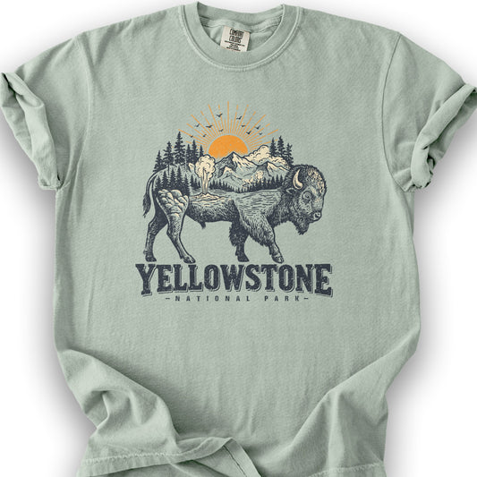 Yellowstone Buffalo Art T-Shirt - Bay