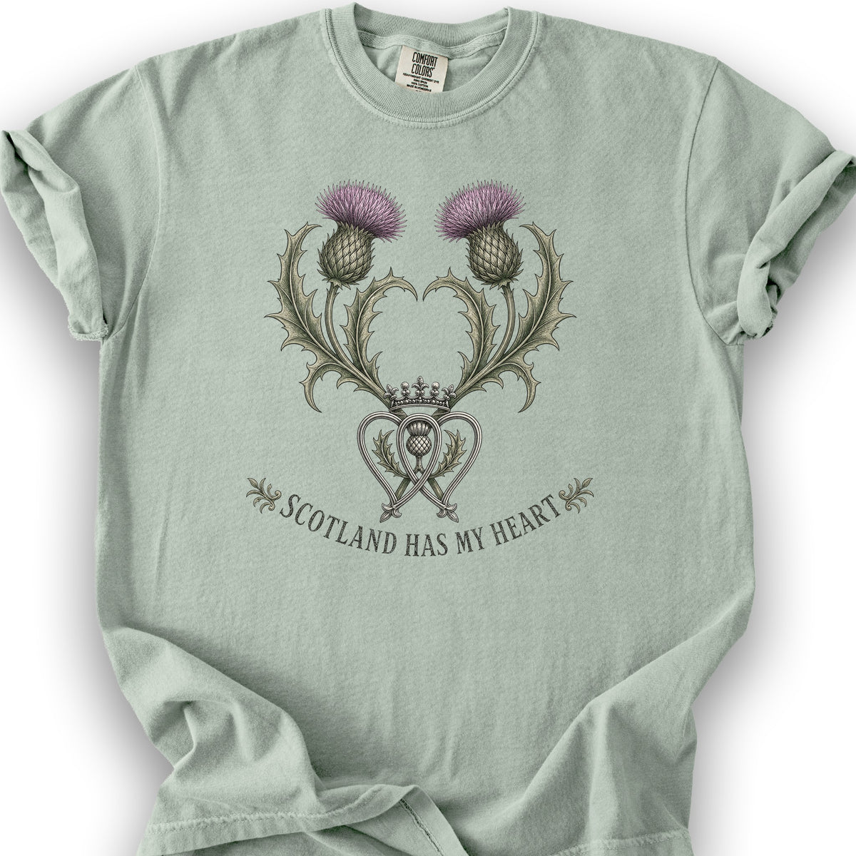 Scotland Heart Brooch T-Shirt - Bay