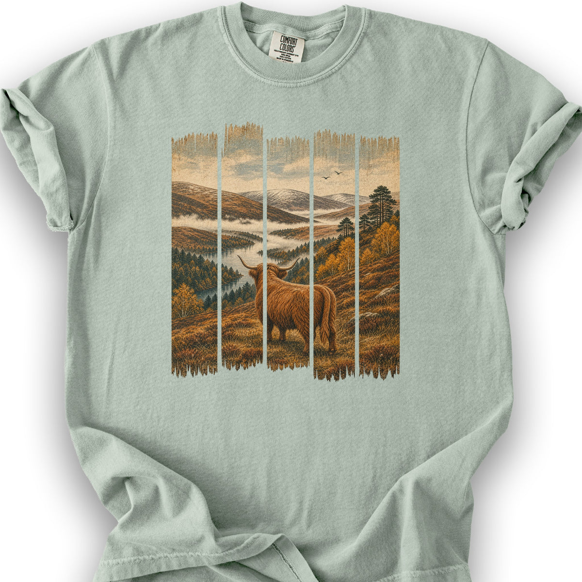 Scotland Coo Panels T-Shirt - Bay