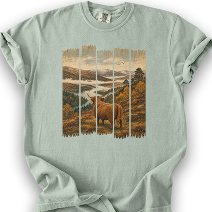 Scotland Coo Panels T-Shirt - Bay