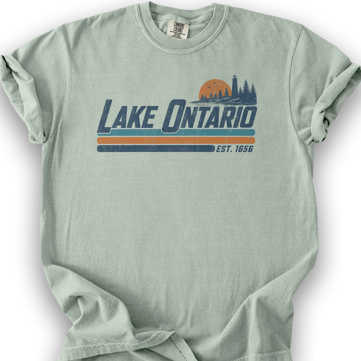 Bargain Bin Overstock! Lake Ontario Retro Stripe T-Shirt - Bay