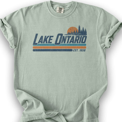 Bargain Bin Overstock! Lake Ontario Retro Stripe T-Shirt - Bay