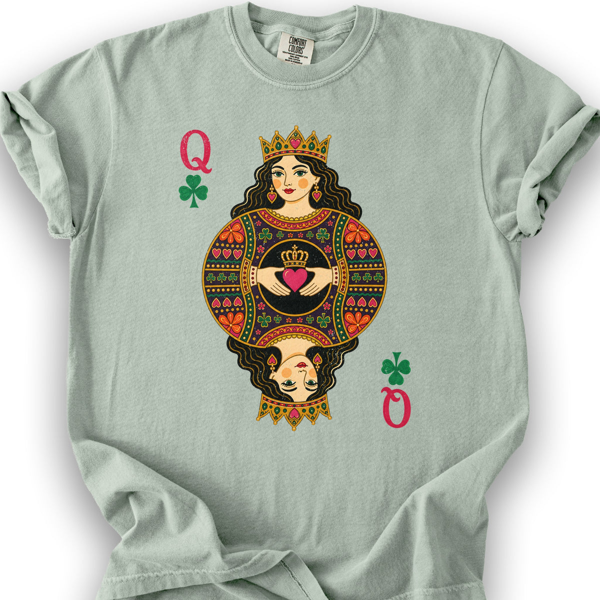 Shamrock Queen Playing Card T-Shirt - Bay