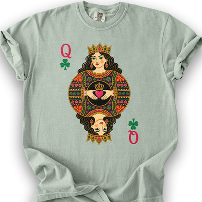 Shamrock Queen Playing Card T-Shirt - Bay